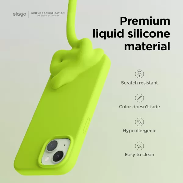 elago Compatible with iPhone 15 Case Liquid Silicone Case Full Body Protective Cover Shockproof Slim Phone Case AntiScratch Soft Microfiber Lining 61 inch Light BlueLime Green