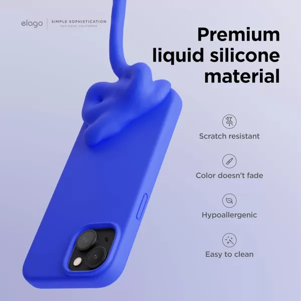 elago Compatible with iPhone 15 Case Liquid Silicone Case Full Body Protective Cover Shockproof Slim Phone Case AntiScratch Soft Microfiber Lining 61 inch Light BlueCobalt Blue