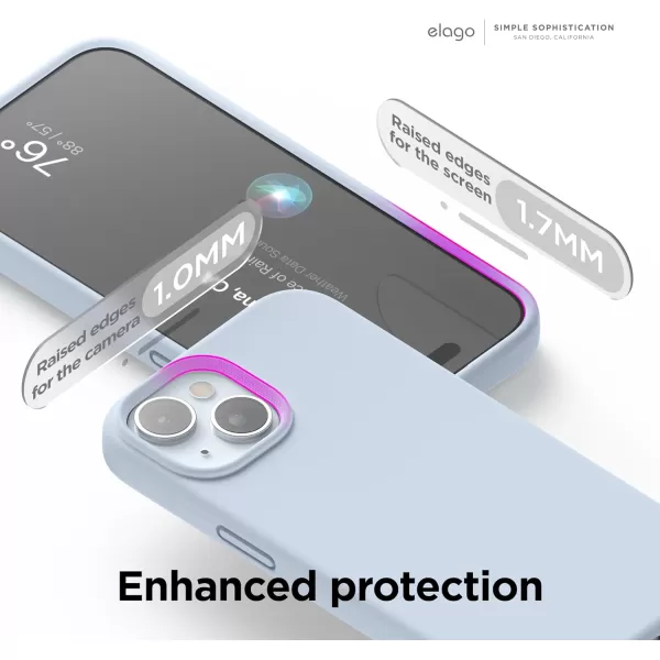 elago Compatible with iPhone 15 Case Liquid Silicone Case Full Body Protective Cover Shockproof Slim Phone Case AntiScratch Soft Microfiber Lining 61 inch Light BlueLight Blue