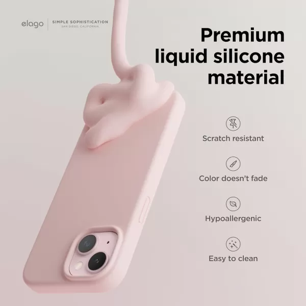 elago Compatible with iPhone 15 Case Liquid Silicone Case Full Body Protective Cover Shockproof Slim Phone Case AntiScratch Soft Microfiber Lining 61 inch Light BlueLovely Pink