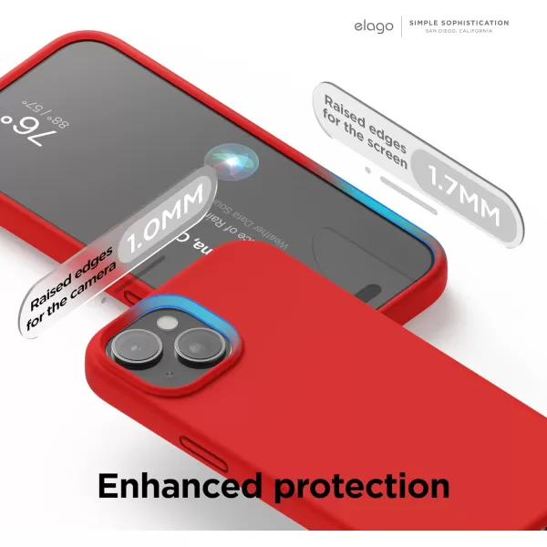 elago Compatible with iPhone 15 Case Liquid Silicone Case Full Body Protective Cover Shockproof Slim Phone Case AntiScratch Soft Microfiber Lining 61 inch Light BlueRed