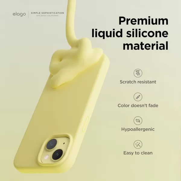 elago Compatible with iPhone 15 Case Liquid Silicone Case Full Body Protective Cover Shockproof Slim Phone Case AntiScratch Soft Microfiber Lining 61 inch Light BlueYellow