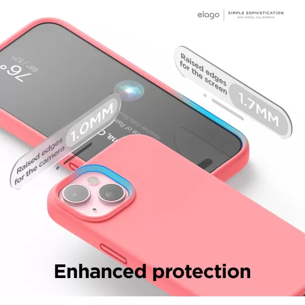 elago Compatible with iPhone 15 Case Liquid Silicone Case Full Body Protective Cover Shockproof Slim Phone Case AntiScratch Soft Microfiber Lining 61 inch PinkPink