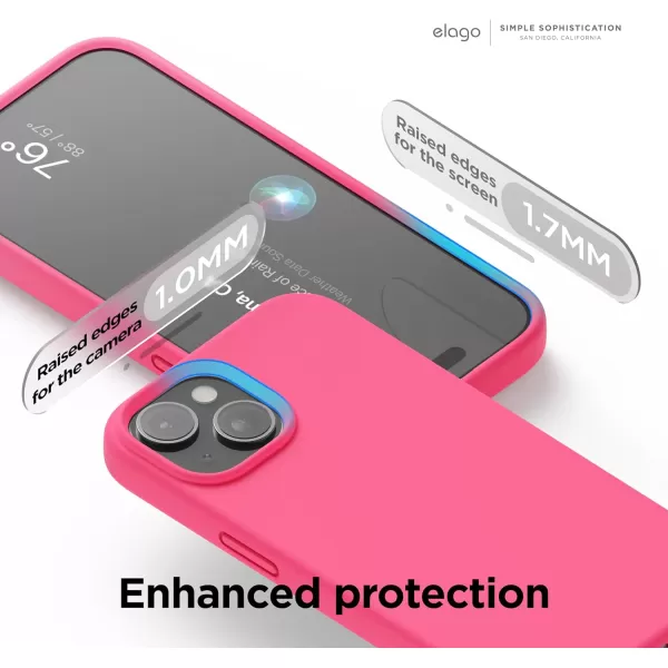 elago Compatible with iPhone 15 Case Liquid Silicone Case Full Body Protective Cover Shockproof Slim Phone Case AntiScratch Soft Microfiber Lining 61 inch PinkIce Red