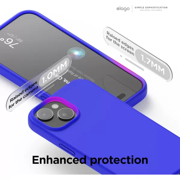 elago Compatible with iPhone 15 Case Liquid Silicone Case Full Body Protective Cover Shockproof Slim Phone Case AntiScratch Soft Microfiber Lining 61 inch PinkCobalt Blue