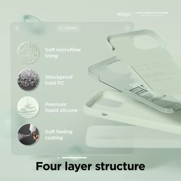 elago Compatible with iPhone 15 Case Liquid Silicone Case Full Body Protective Cover Shockproof Slim Phone Case AntiScratch Soft Microfiber Lining 61 inch PinkSoft Mint