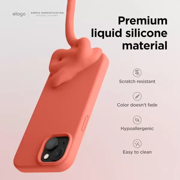 elago Compatible with iPhone 15 Case Liquid Silicone Case Full Body Protective Cover Shockproof Slim Phone Case AntiScratch Soft Microfiber Lining 61 inch PinkPomelo Pink