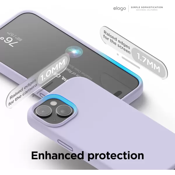 elago Compatible with iPhone 15 Case Liquid Silicone Case Full Body Protective Cover Shockproof Slim Phone Case AntiScratch Soft Microfiber Lining 61 inch Light BluePurple