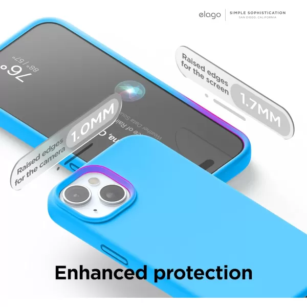 elago Compatible with iPhone 15 Case Liquid Silicone Case Full Body Protective Cover Shockproof Slim Phone Case AntiScratch Soft Microfiber Lining 61 inch Light BlueOcean Blue