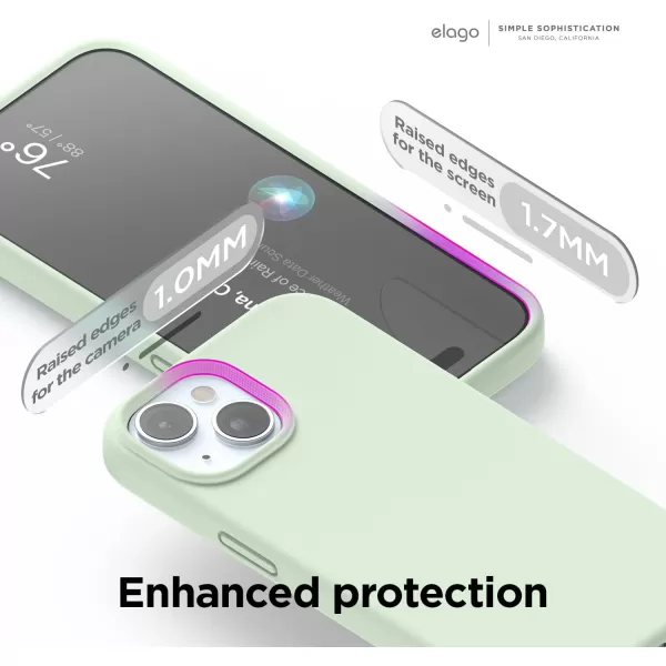 elago Compatible with iPhone 15 Case Liquid Silicone Case Full Body Protective Cover Shockproof Slim Phone Case AntiScratch Soft Microfiber Lining 61 inch PinkSoft Mint