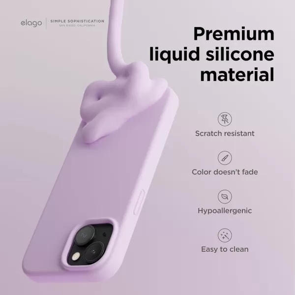 elago Compatible with iPhone 15 Case Liquid Silicone Case Full Body Protective Cover Shockproof Slim Phone Case AntiScratch Soft Microfiber Lining 61 inch PinkLight Lilac