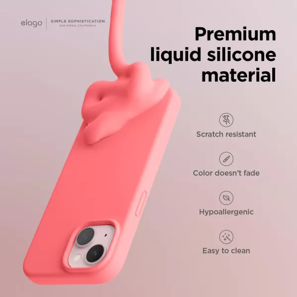elago Compatible with iPhone 15 Case Liquid Silicone Case Full Body Protective Cover Shockproof Slim Phone Case AntiScratch Soft Microfiber Lining 61 inch PinkPink
