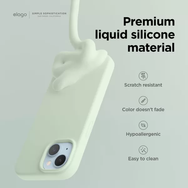 elago Compatible with iPhone 15 Case Liquid Silicone Case Full Body Protective Cover Shockproof Slim Phone Case AntiScratch Soft Microfiber Lining 61 inch PinkSoft Mint
