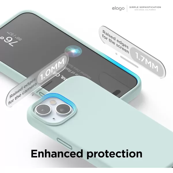 elago Compatible with iPhone 15 Case Liquid Silicone Case Full Body Protective Cover Shockproof Slim Phone Case AntiScratch Soft Microfiber Lining 61 inch Light BlueMint