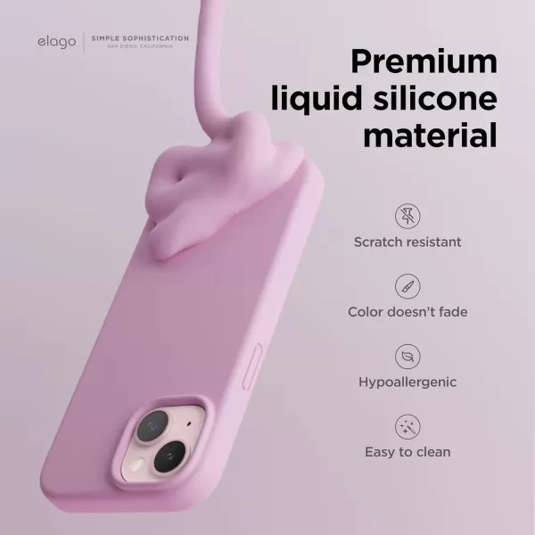 elago Compatible with iPhone 15 Case Liquid Silicone Case Full Body Protective Cover Shockproof Slim Phone Case AntiScratch Soft Microfiber Lining 61 inch PinkHot Pink