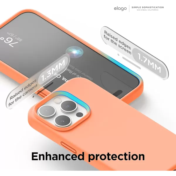 elago Compatible with iPhone 15 Pro Case Liquid Silicone Case Full Body Protective Cover Shockproof Slim Phone Case AntiScratch Soft Microfiber Lining 61 inch SunshineSalmon