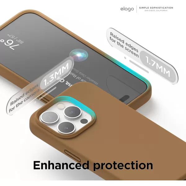 elago Compatible with iPhone 15 Pro Case Liquid Silicone Case Full Body Protective Cover Shockproof Slim Phone Case AntiScratch Soft Microfiber Lining 61 inch SunshineBrown