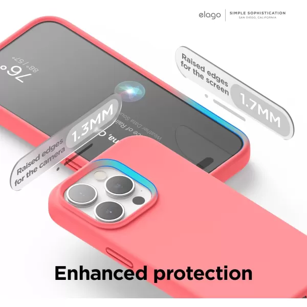 elago Compatible with iPhone 15 Pro Case Liquid Silicone Case Full Body Protective Cover Shockproof Slim Phone Case AntiScratch Soft Microfiber Lining 61 inch SunshinePink