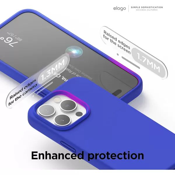 elago Compatible with iPhone 15 Pro Case Liquid Silicone Case Full Body Protective Cover Shockproof Slim Phone Case AntiScratch Soft Microfiber Lining 61 inch SunshineCobalt Blue