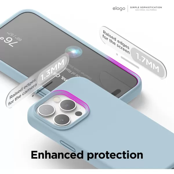 elago Compatible with iPhone 15 Pro Case Liquid Silicone Case Full Body Protective Cover Shockproof Slim Phone Case AntiScratch Soft Microfiber Lining 61 inch SunshineSky Blue