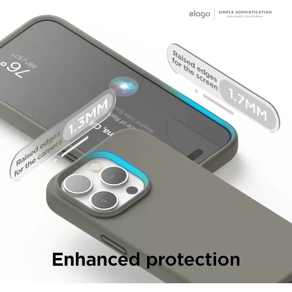 elago Compatible with iPhone 15 Pro Case Liquid Silicone Case Full Body Protective Cover Shockproof Slim Phone Case AntiScratch Soft Microfiber Lining 61 inch SunshineMedium Grey