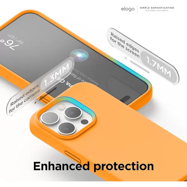 elago Compatible with iPhone 15 Pro Case Liquid Silicone Case Full Body Protective Cover Shockproof Slim Phone Case AntiScratch Soft Microfiber Lining 61 inch SunshineOrange