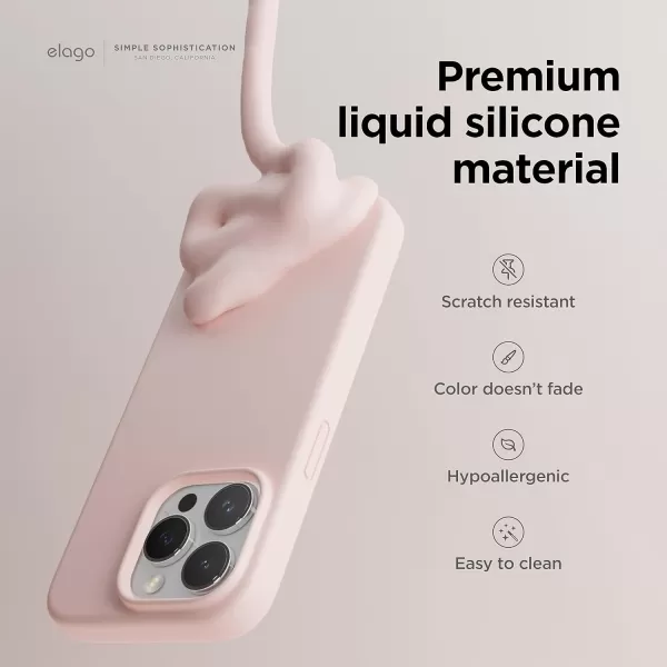 elago Compatible with iPhone 15 Pro Case Liquid Silicone Case Full Body Protective Cover Shockproof Slim Phone Case AntiScratch Soft Microfiber Lining 61 inch SunshineLovely Pink