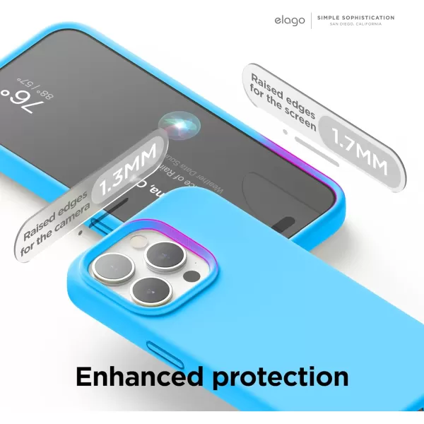 elago Compatible with iPhone 15 Pro Case Liquid Silicone Case Full Body Protective Cover Shockproof Slim Phone Case AntiScratch Soft Microfiber Lining 61 inch SunshineOcean Blue