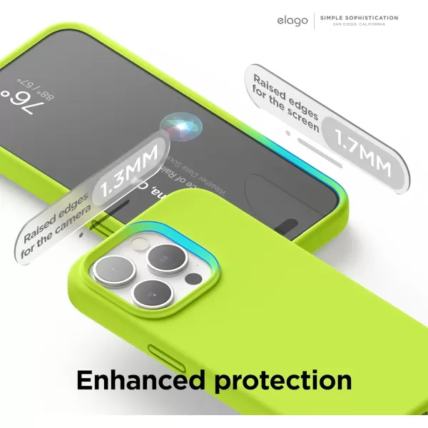 elago Compatible with iPhone 15 Pro Case Liquid Silicone Case Full Body Protective Cover Shockproof Slim Phone Case AntiScratch Soft Microfiber Lining 61 inch SunshineLime Green