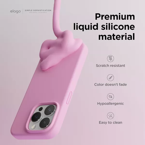 elago Compatible with iPhone 15 Pro Case Liquid Silicone Case Full Body Protective Cover Shockproof Slim Phone Case AntiScratch Soft Microfiber Lining 61 inch SunshineHot Pink