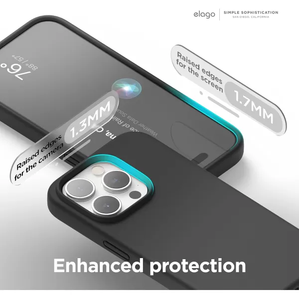 elago Compatible with iPhone 15 Pro Case Liquid Silicone Case Full Body Protective Cover Shockproof Slim Phone Case AntiScratch Soft Microfiber Lining 61 inch SunshineBlack