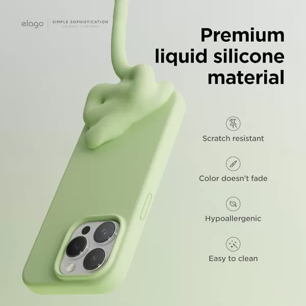 elago Compatible with iPhone 15 Pro Case Liquid Silicone Case Full Body Protective Cover Shockproof Slim Phone Case AntiScratch Soft Microfiber Lining 61 inch SunshinePastel Green