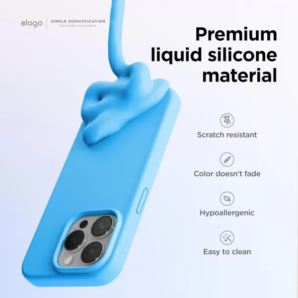 elago Compatible with iPhone 15 Pro Case Liquid Silicone Case Full Body Protective Cover Shockproof Slim Phone Case AntiScratch Soft Microfiber Lining 61 inch SunshineOcean Blue