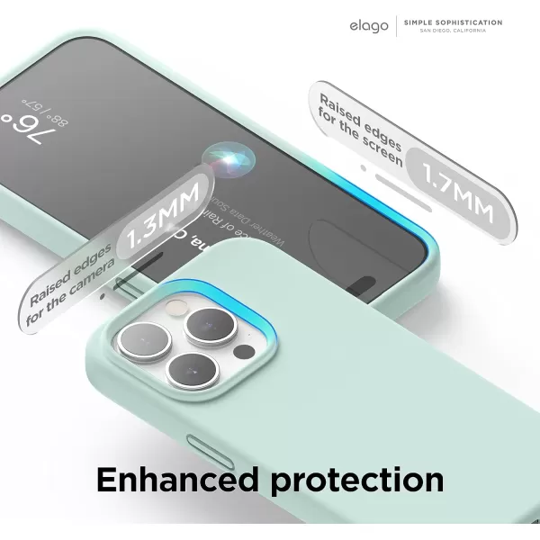 elago Compatible with iPhone 15 Pro Case Liquid Silicone Case Full Body Protective Cover Shockproof Slim Phone Case AntiScratch Soft Microfiber Lining 61 inch SunshineMint