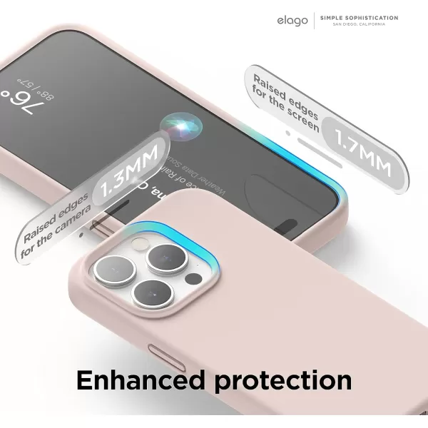 elago Compatible with iPhone 15 Pro Case Liquid Silicone Case Full Body Protective Cover Shockproof Slim Phone Case AntiScratch Soft Microfiber Lining 61 inch SunshineLovely Pink