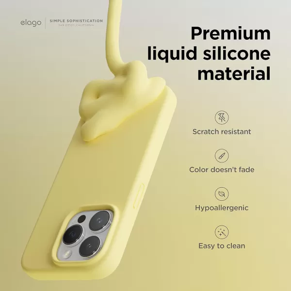 elago Compatible with iPhone 15 Pro Case Liquid Silicone Case Full Body Protective Cover Shockproof Slim Phone Case AntiScratch Soft Microfiber Lining 61 inch SunshineYellow