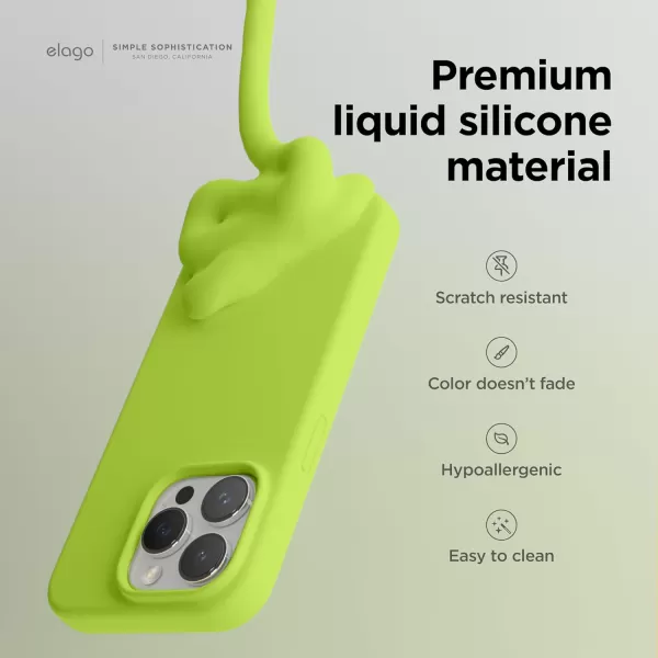 elago Compatible with iPhone 15 Pro Case Liquid Silicone Case Full Body Protective Cover Shockproof Slim Phone Case AntiScratch Soft Microfiber Lining 61 inch SunshineLime Green