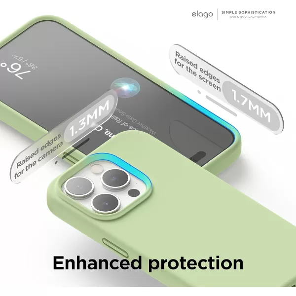 elago Compatible with iPhone 15 Pro Case Liquid Silicone Case Full Body Protective Cover Shockproof Slim Phone Case AntiScratch Soft Microfiber Lining 61 inch SunshinePastel Green