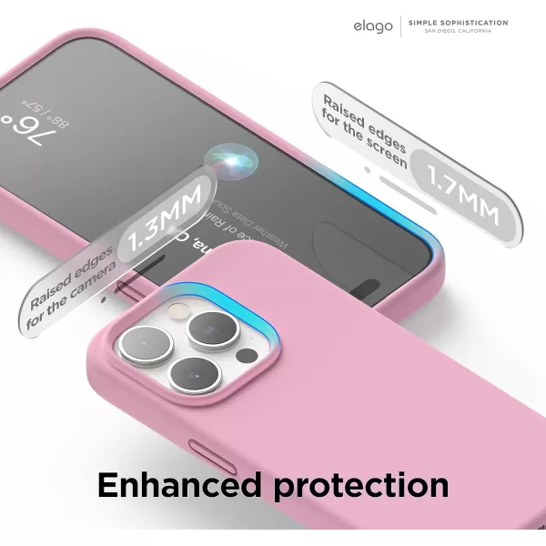 elago Compatible with iPhone 15 Pro Case Liquid Silicone Case Full Body Protective Cover Shockproof Slim Phone Case AntiScratch Soft Microfiber Lining 61 inch SunshineHot Pink