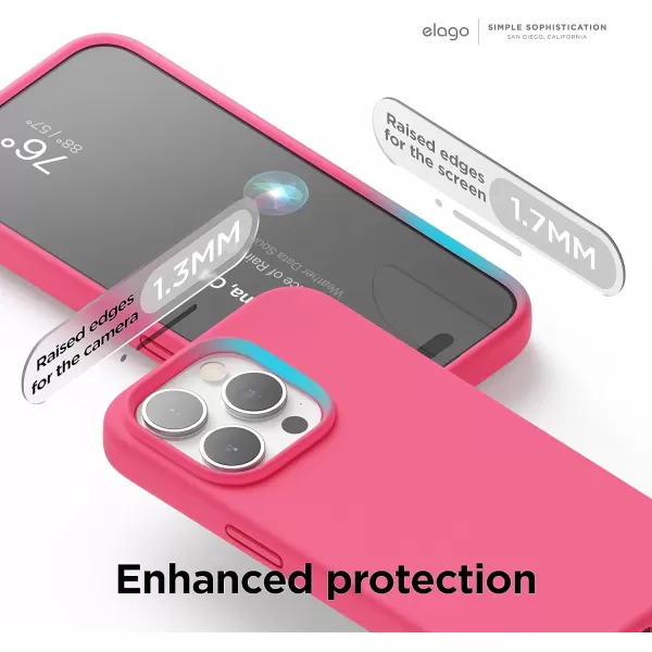 elago Compatible with iPhone 15 Pro Case Liquid Silicone Case Full Body Protective Cover Shockproof Slim Phone Case AntiScratch Soft Microfiber Lining 61 inch SunshineIce Red