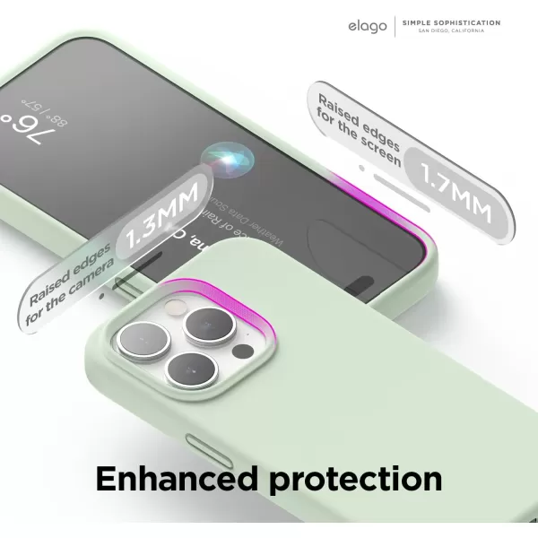 elago Compatible with iPhone 15 Pro Case Liquid Silicone Case Full Body Protective Cover Shockproof Slim Phone Case AntiScratch Soft Microfiber Lining 61 inch SunshineSoft Mint