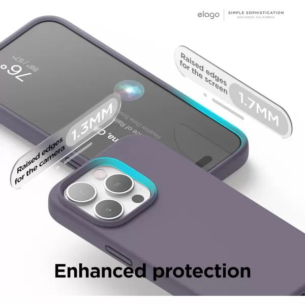 elago Compatible with iPhone 15 Pro Case Liquid Silicone Case Full Body Protective Cover Shockproof Slim Phone Case AntiScratch Soft Microfiber Lining 61 inch SunshineDeep Lavender