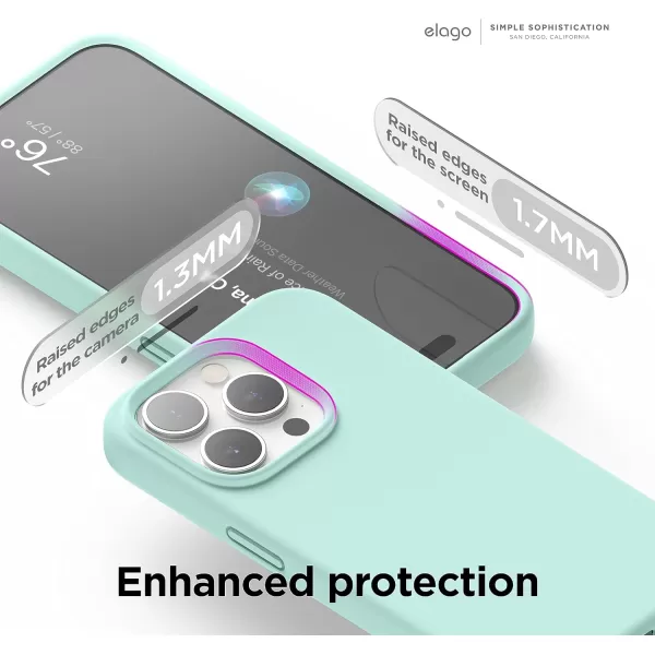 elago Compatible with iPhone 15 Pro Case Liquid Silicone Case Full Body Protective Cover Shockproof Slim Phone Case AntiScratch Soft Microfiber Lining 61 inch SunshineAqua Sky