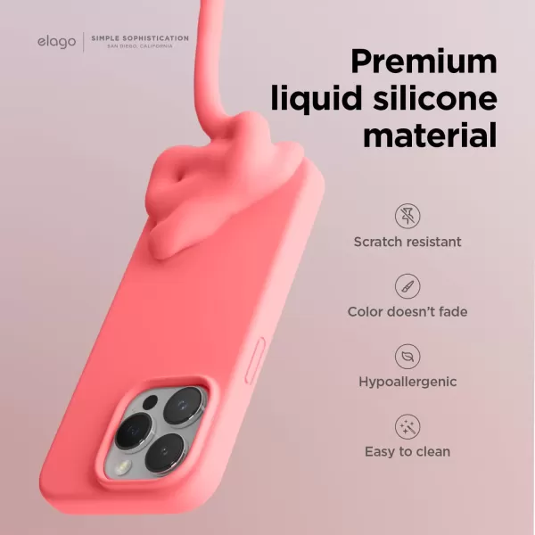 elago Compatible with iPhone 15 Pro Case Liquid Silicone Case Full Body Protective Cover Shockproof Slim Phone Case AntiScratch Soft Microfiber Lining 61 inch SunshinePink