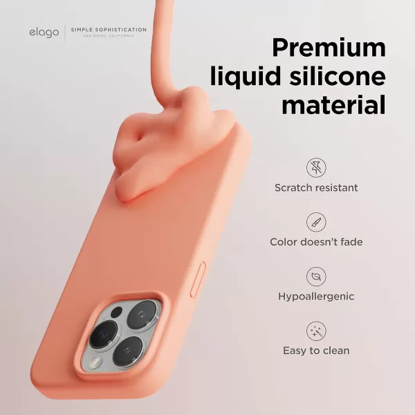 elago Compatible with iPhone 15 Pro Case Liquid Silicone Case Full Body Protective Cover Shockproof Slim Phone Case AntiScratch Soft Microfiber Lining 61 inch SunshineSalmon