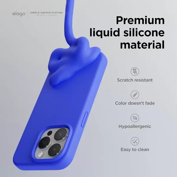 elago Compatible with iPhone 15 Pro Case Liquid Silicone Case Full Body Protective Cover Shockproof Slim Phone Case AntiScratch Soft Microfiber Lining 61 inch SunshineCobalt Blue