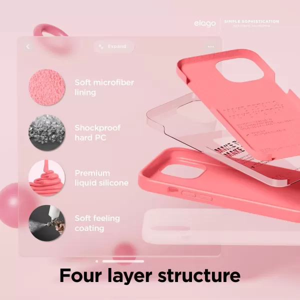 elago Compatible with iPhone 15 Pro Max Case Liquid Silicone Case Full Body Protective Cover Shockproof Slim Phone Case AntiScratch Soft Microfiber Lining 67 inch Sky BluePink