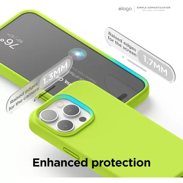 elago Compatible with iPhone 15 Pro Max Case Liquid Silicone Case Full Body Protective Cover Shockproof Slim Phone Case AntiScratch Soft Microfiber Lining 67 inch Sky BlueLime Green