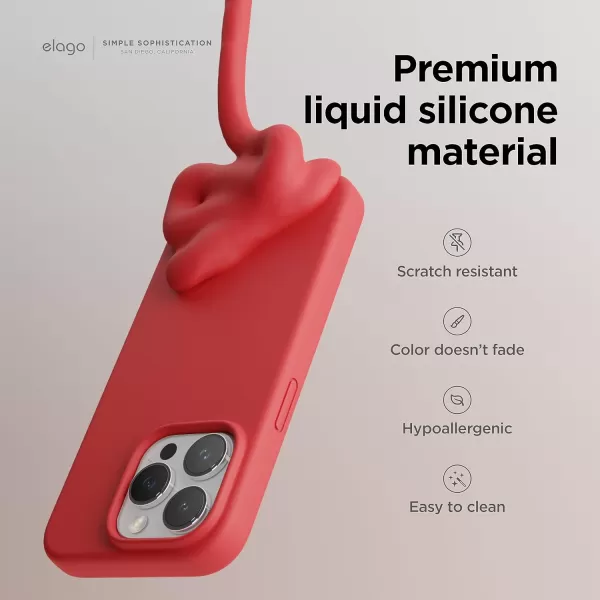 elago Compatible with iPhone 15 Pro Max Case Liquid Silicone Case Full Body Protective Cover Shockproof Slim Phone Case AntiScratch Soft Microfiber Lining 67 inch Sky BlueRed