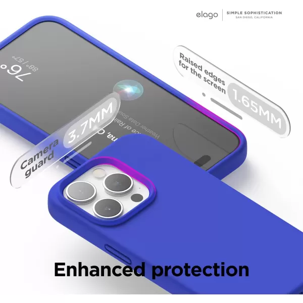 elago Compatible with iPhone 15 Pro Max Case Liquid Silicone Case Full Body Protective Cover Shockproof Slim Phone Case AntiScratch Soft Microfiber Lining 67 inch Sky BlueCobalt Blue